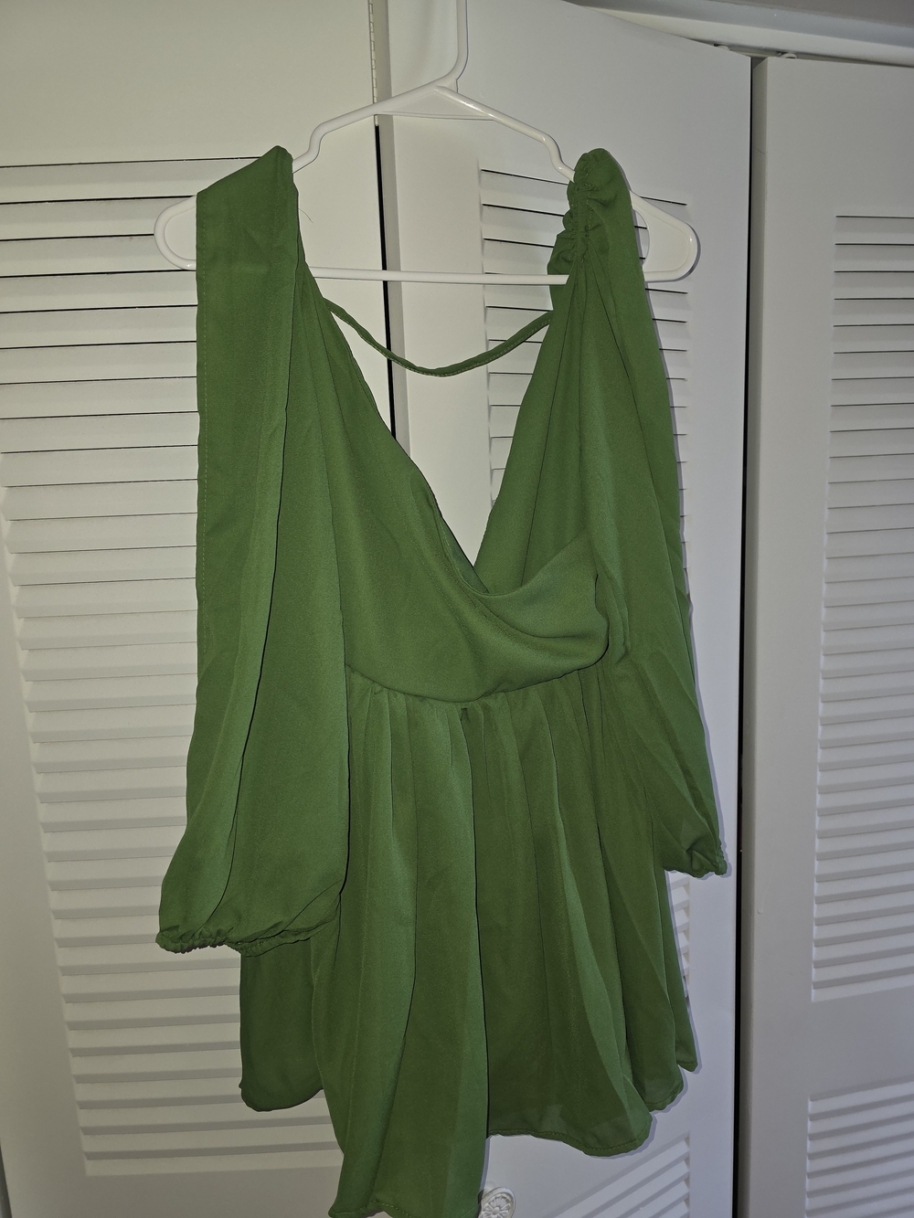 Green Chiffon V-Neck Blouse